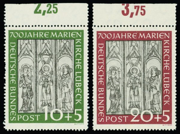 Germany #B316-B317 Mint nh very fine  set of single Cat$170 1951 Marienkirche...