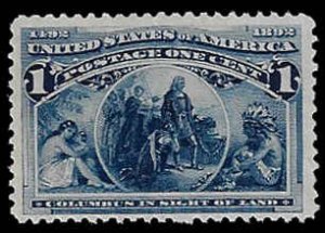 U.S. #230 MNH; 1c Columbus sighting land (1893)