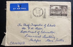 1957 Balham England Airmail COver To Inspector Of Schools Halifax Canada