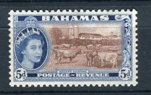 BAHAMAS; 1954 early QEII pictorial issue fine Mint hinged 5d. value