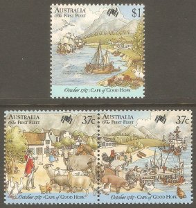 AUSTRALIA Sc# 1028 - 1029 MNH FVF Set1 + Pair 1st Fleet Ships