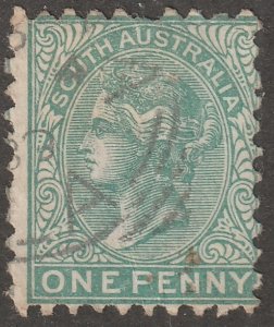 South Australia, stamp, Scott#57, used, hinged, 5, one penny, Queen, green