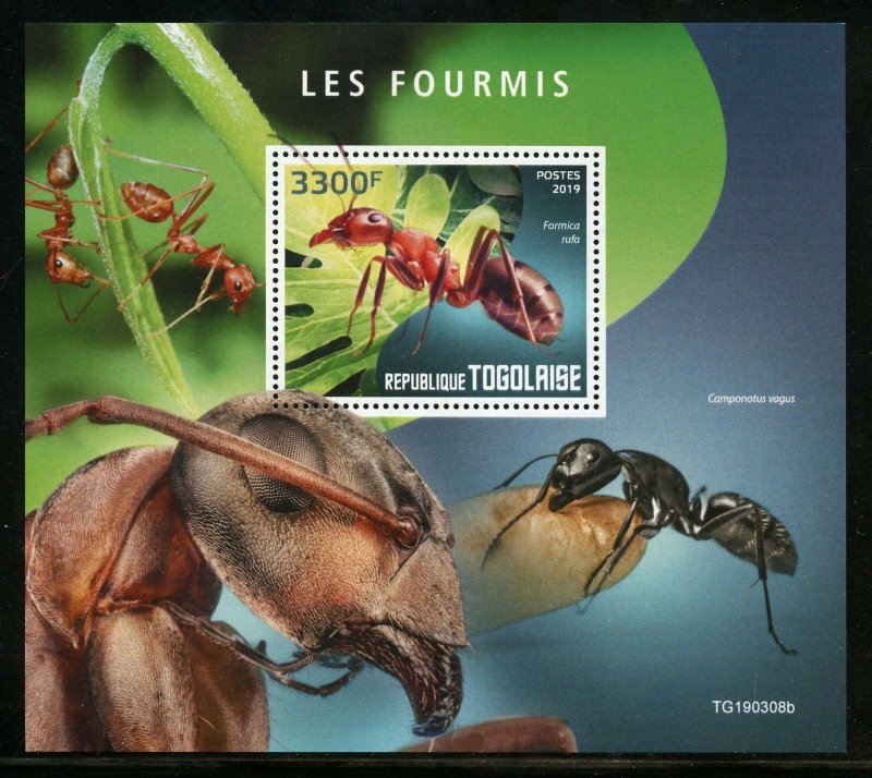 TOGO 2019  ANTS  SOUVENIR SHEET MINT NEVER HINGED