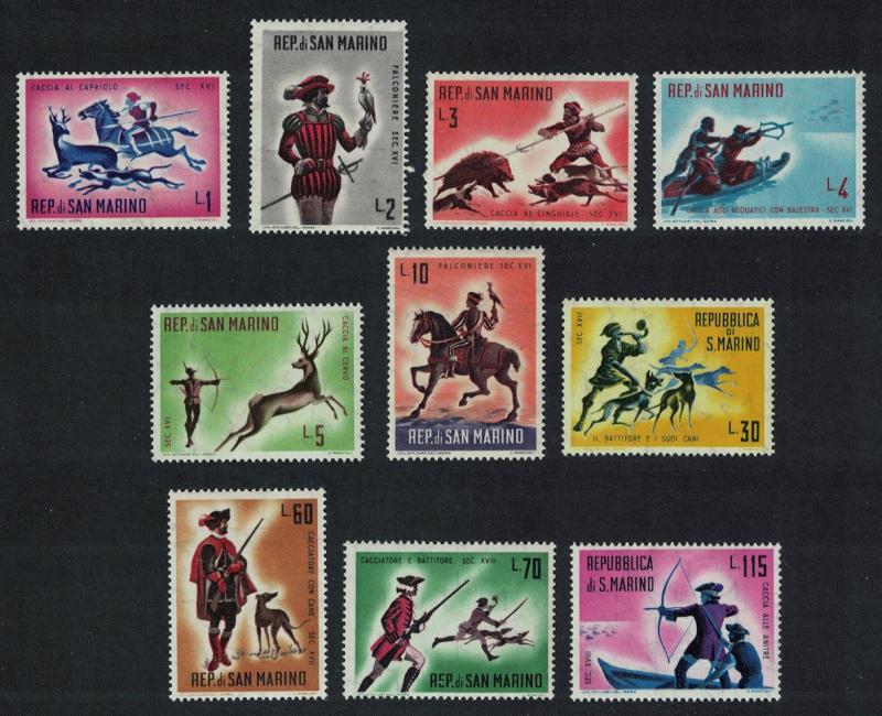 San Marino Hunting Dogs Horses 1st issue Historical Scenes 10v SG#626-635