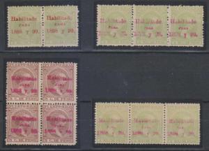 PUERTO RICO 1898 Sc 156 & 161 PAIR, TWO STRIPSx3 & BLOCK OF FOUR SHADES MNH F,VF 