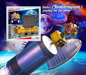 SIERRA LEONE - 2023 - Chandrayaan-3 on Moon - Perf Souv Sheet -Mint Never Hinged