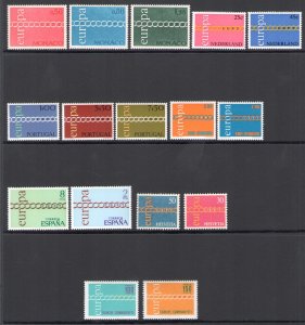 1971 EUROPE CEPT, full vintage, 21 countries 44 MNH values**