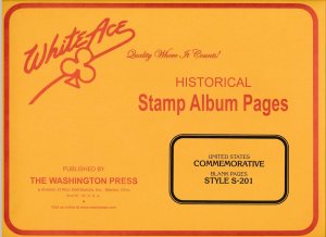 WHITE ACE US Commemorative Blank Pages Style S-201 - Package of 15 Pages