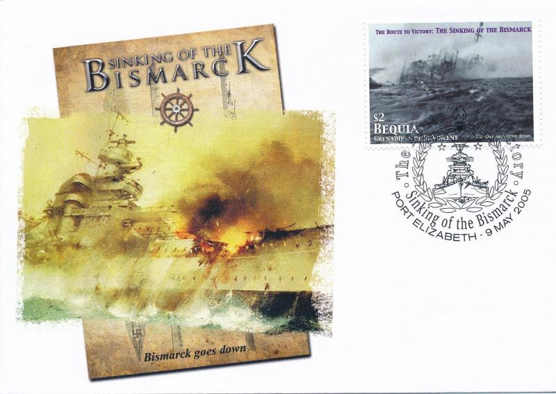 [96851] Bequia 2005 WWII Sinking Bismarck Special Cachet Cover