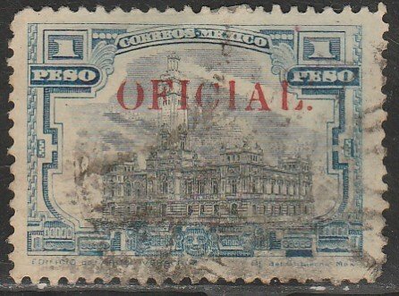 MEXICO O163, $1P OFFICIAL. Veracruz Lighthouse. USED. F-VF. (1193)