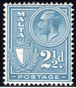 136 Malta, King George, 2½p, blue, MLHOG, F/VF