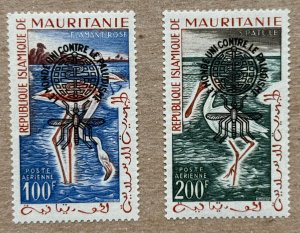 Mauritania 1962 Malaria ovpt on Birds, Type 1. MNH. Scott C14-C15 var, CV $27.50