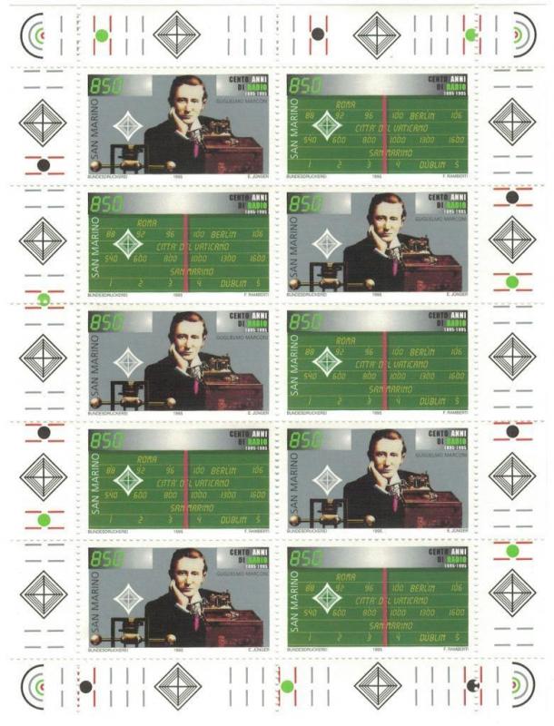 SAN MARINO 1995 Radio Centenary / G. Marconi sheetlet MNH / B17194