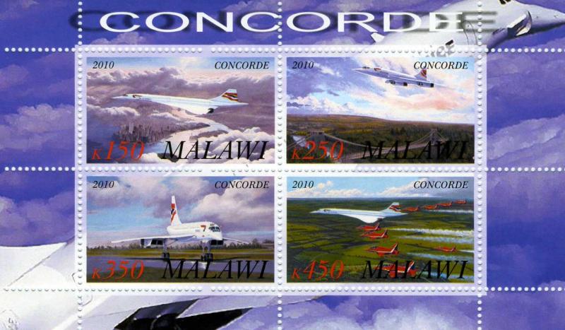 Malawi 2010 Concorde Sheet (4) Perforated mnh.vf