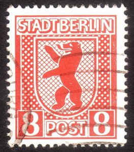 1945, Germany, Allied Occupation of Berlin 8pfg, Used, Sc 11N3