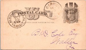 1886 AS Miner Postal Advertising Card - Bloomsbergh PA - F62341