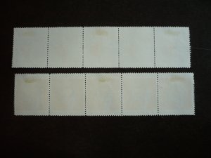 Stamps - Cuba - Scott# 931-932 - Used Strips of 5 Stamps