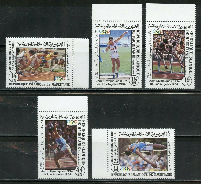 MAURITANIA 1984 LOS ANGELES OLYMPIC GAMES SET & SOUVENIR SHEET MINT NH  