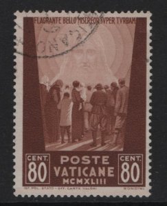 Vatican City  #85  used  1944  Picture of Jesus 80c