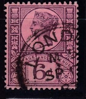 Great Britain 1887 6d violet rose Queen QV Jubilee  VF/Used/(o)