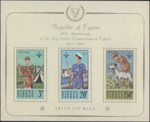 Cyprus #226a, Complete Set, Souvenir Sheet Only, 1963, Scouts, Never Hinged