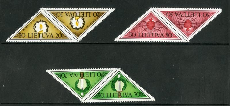 LITHUANIA 393-395 MNH PAIRS SCV $2.50 BIN $1.50 ART