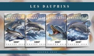 Togo - 2018 Dolphins on Stamps - 4 Stamp Sheet - TG18118a