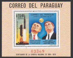 Paraguay C321-C322,MNH.Michel Bl.124-125. Apollo 11,1969.Kennedy,W.von Braun.