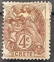 France-Off.Crete  4 1902 MH 4c Liberty,Equality & Fraternity