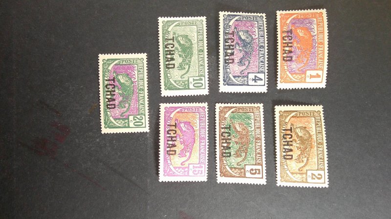 Chad 1922 Overprints Scott# 1-18 Mint F-VF-XF LH/Hinged CPL set of 18
