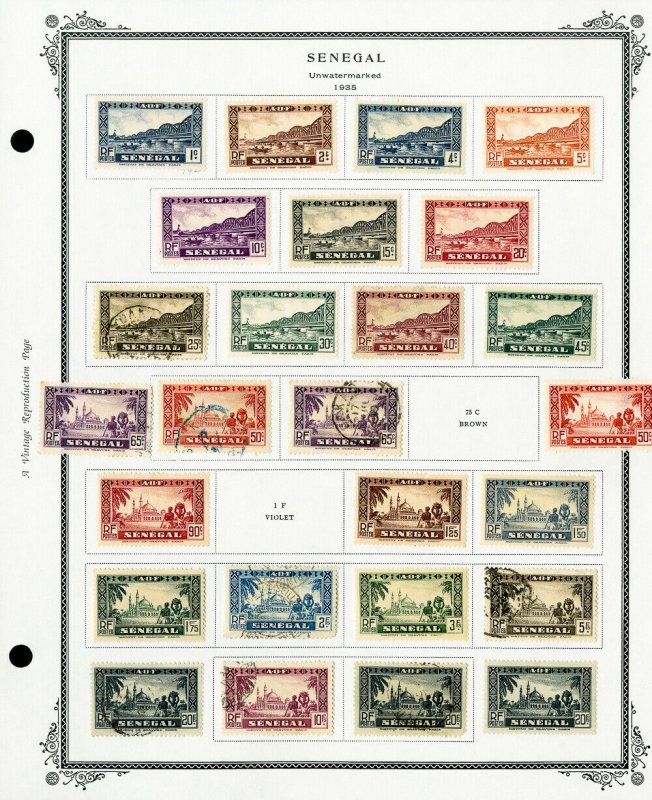 Senegal Clean 1800s to 1939 Stamp Collection