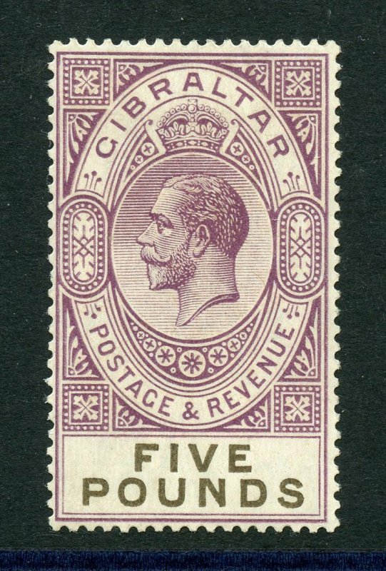 GIBRALTAR SCOTT#93, SG#108 5 POUND VIOLET & BLACK  MINT LIGHT HINGED 