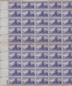 Scott #950 MNH OG VF Sheet of 50 Stamps 1947 Pioneers Great Salt Lake