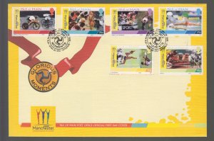 Isle of Man -  2002  Manchester Games, set of 5   on FDC