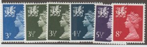 Great Britain Wales Scott#WMMH2cb,3cb 2b,4,6 2b,10 SG# W15-8,20,25 1974 QEII MNH