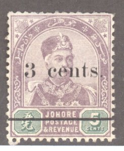 Malay States- Johore, Scott #27, MH