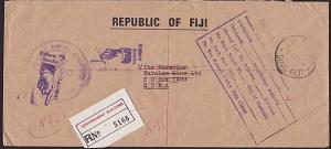 FIJI 1990 Official Reg cover ex GOVT BUILDINGS : RETURNED TO SENDER.........5964