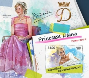 Central Africa - 2019 British Royalty Princess Diana - Souvenir Sheet CA190303b