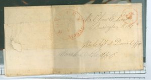 US  O5c Stampless Letter From Roxbury, MA to Barington, NH 1846