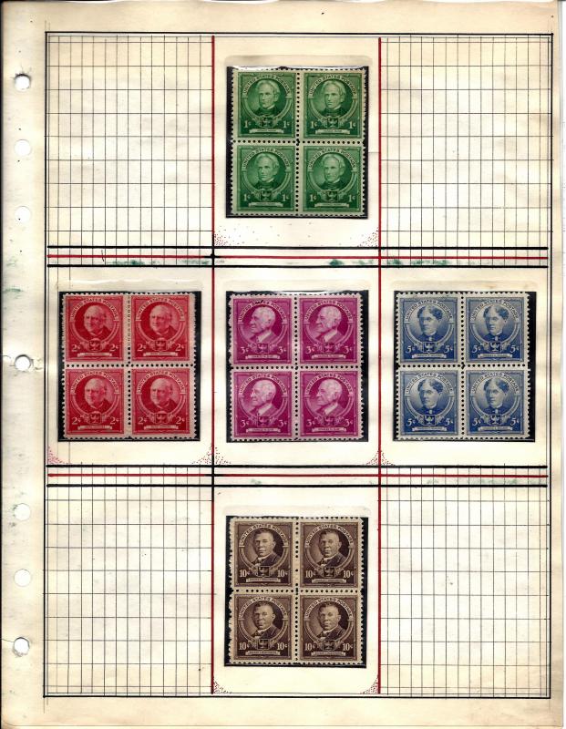 859-893 Mint and Used... Blocks of 4... (2) Complete Sets... SCV $196.60