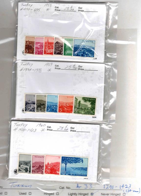 TURKEY Scott 1290-1423 MH* set of 134 city stamps nicely centered