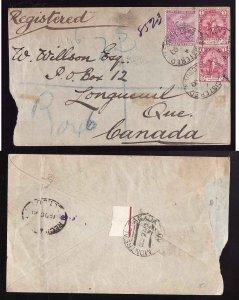 Cape of Good Hope cover  #14297-East London Sp 25 1900-reg'd- Montreal P...