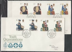 Great Britain, Scott cat. 983-986. Scouts & Youth Org. G-Pr. First day cover. ^