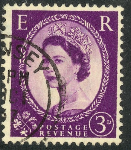 GREAT BRITAIN 1955-57 QE2 3d Wilding Portrait Wmk 308 Sc 322 VFU