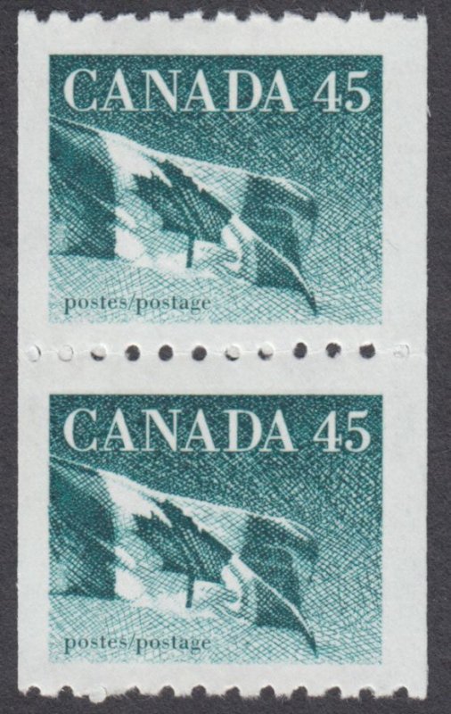 Canada - #1396  45c Flag Coil Pair - MNH