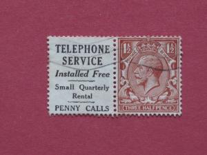 Lot #3472 George V 1912 1.5d Brown With Telephone Advertising Pane Used SG362