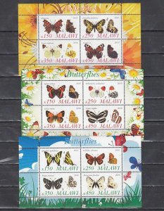 Malawi, 2010 Cinderella issue. Butterflies, 3 sheet of 4. ^