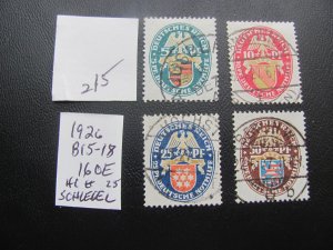 GERMANY 1926 USED HI# SIGNED SCHLEGEL  SC B15-18 SET XF 160 EUROS (215) NEW USED