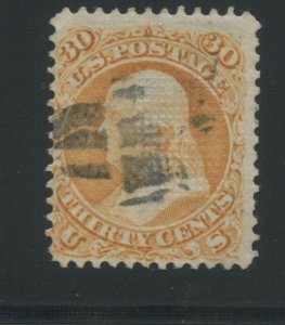 1868 US Stamp #100 30c Used F/VF Cork Cancel Catalogue Value $900 Certified