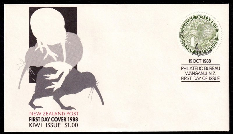New Zealand 1988 Kiwi $1 First Day Cover FDC SC 918